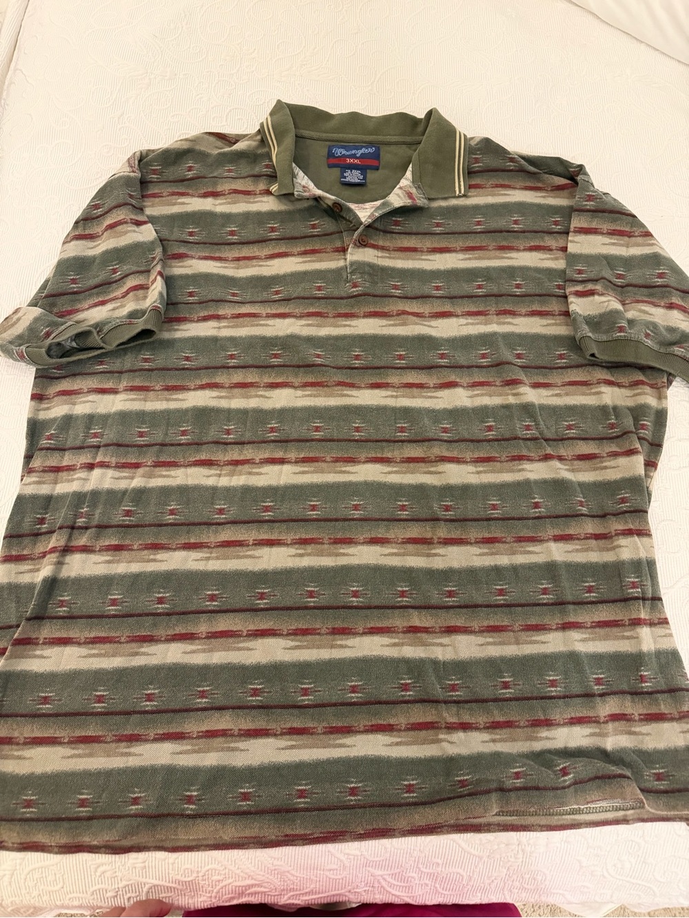 Vintage Wrangler 3XL 3XXL Polo Shirt Southwest Native Accent Cotton Short Sleeve